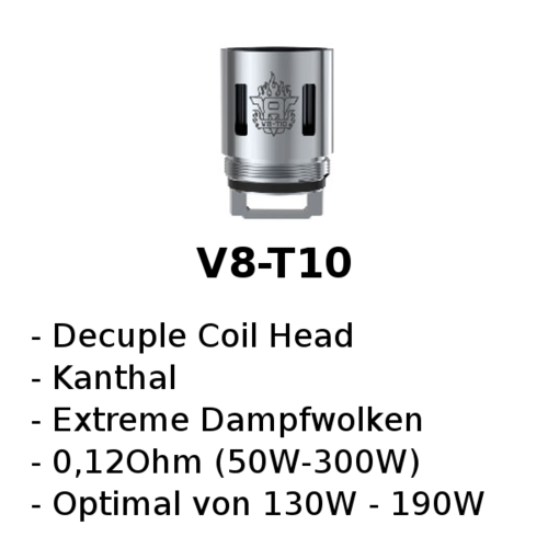 V8-T10 Decuple Verdampferkopf (Smok)
