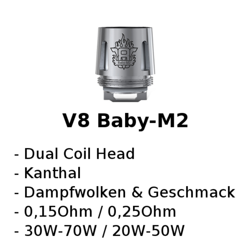 V8 Baby-M2 Dual Coil Verdampferkopf (Smok)